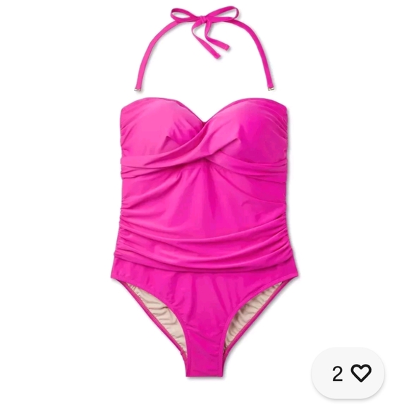 Kona Sol Tummy Control Twist-Front Barbiecore One-Piece Swimsuit - Picture 2 of 4